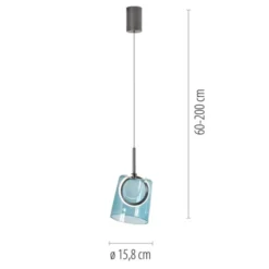 LED Pendelleuchte 1 flammig Metallfarbe Kaffee-blau höhenverstellbar