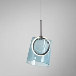 LED Pendelleuchte 1 flammig Metallfarbe Kaffee-blau höhenverstellbar
