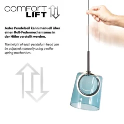 LED Pendelleuchte 1 flammig Metallfarbe Kaffee-blau höhenverstellbar