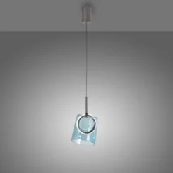 LED Pendelleuchte 1 flammig Metallfarbe Kaffee-blau höhenverstellbar