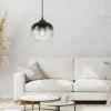 LED Pendelleuchte 1 flammig schwarz Rauchglas modern Wohnlampe