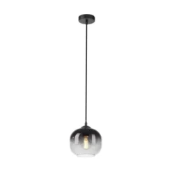 LED Pendelleuchte 1 flammig schwarz Rauchglas modern Wohnlampe