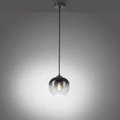 LED Pendelleuchte 1 flammig schwarz Rauchglas modern Wohnlampe