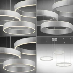 LED Pendelleuchte 3 flammig silber Up- Downlight dimmbar Fernbedienung