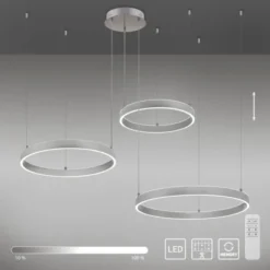 LED Pendelleuchte 3 flammig silber Up- Downlight dimmbar Fernbedienung