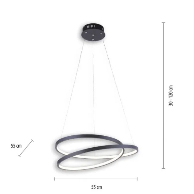 LED-Pendelleuchte, gedrehtes Design, dimmbar, schwarz, Simply Dim