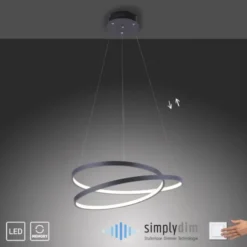 LED-Pendelleuchte, gedrehtes Design, dimmbar, schwarz, Simply Dim