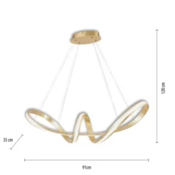 LED Pendelleuchte, gold, elegant, geschwungen, warmweißes Licht, Blattgold