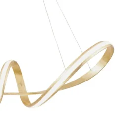 LED Pendelleuchte, gold, elegant, geschwungen, warmweißes Licht, Blattgold