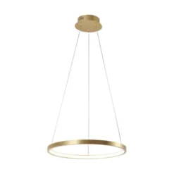 LED-Pendelleuchte, goldfarben, Leuchtring, warmweiße Lichtfarbe, modern