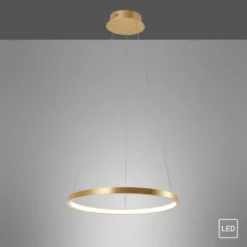 LED-Pendelleuchte, goldfarben, Leuchtring, warmweiße Lichtfarbe, modern