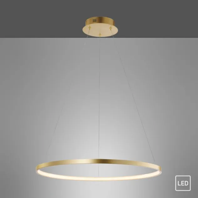 LED-Pendelleuchte, gold farben, Ring Leuchtring Ø60cm, warmweiß