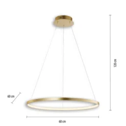 LED-Pendelleuchte, gold farben, Ring Leuchtring Ø60cm, warmweiß