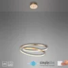 LED-Pendelleuchte gold geschwungener Leuchtring, Dimmfunktion, modern