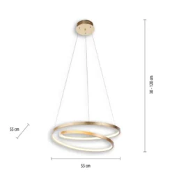 LED-Pendelleuchte gold geschwungener Leuchtring, Dimmfunktion, modern