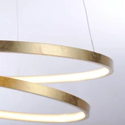 LED-Pendelleuchte gold geschwungener Leuchtring, Dimmfunktion, modern