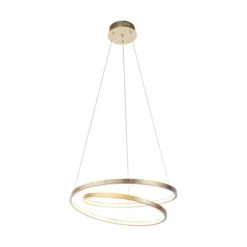 LED-Pendelleuchte gold geschwungener Leuchtring, Dimmfunktion, modern