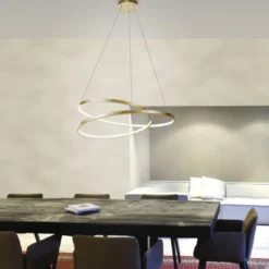 LED-Pendelleuchte, gold, warmweiße Lichtfarbe, inkl. Dimmfunktion, modern