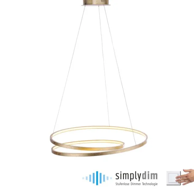 LED-Pendelleuchte, gold, warmweiße Lichtfarbe, inkl. Dimmfunktion, modern