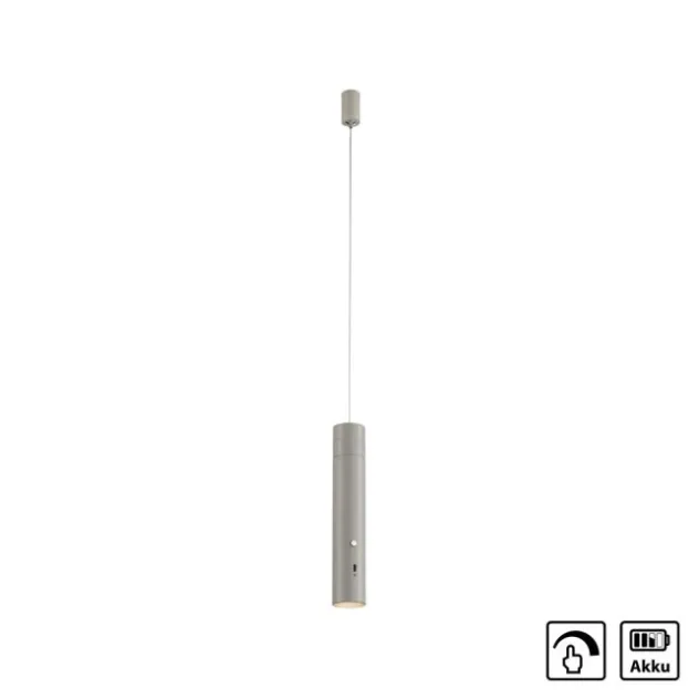 LED Pendelleuchte greige höhenverstellbar magnetischer Kopf Akku