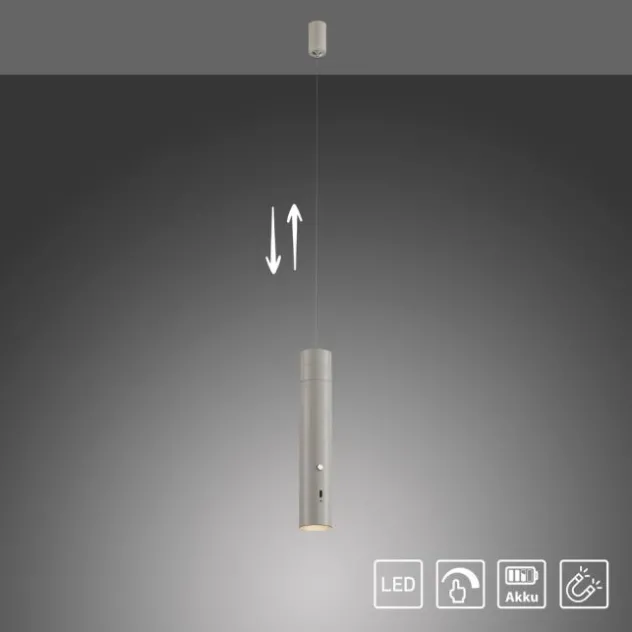 LED Pendelleuchte greige höhenverstellbar magnetischer Kopf Akku
