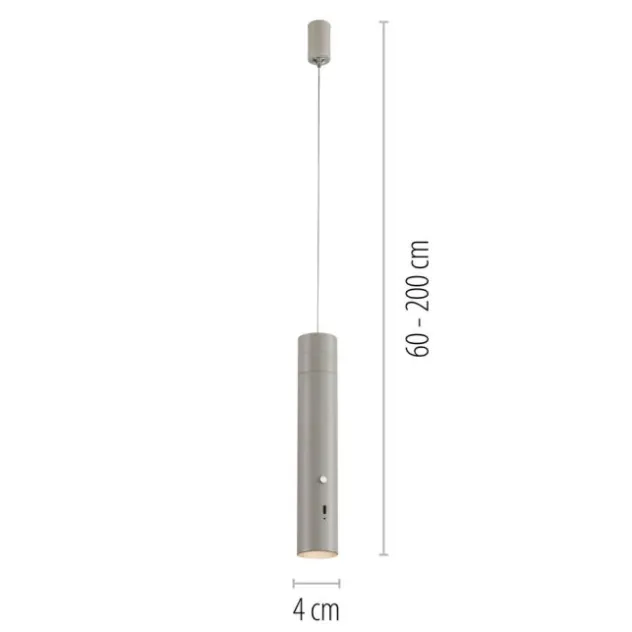 LED Pendelleuchte greige höhenverstellbar magnetischer Kopf Akku