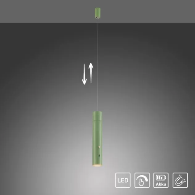 LED Pendelleuchte grün höhenverstellbar magnetischer Kopf Akku