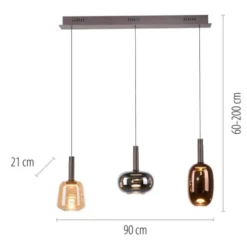 LED Pendelleuchte höhenverstellbar per Lift 3 flammig dimmbar Memoryfunktion