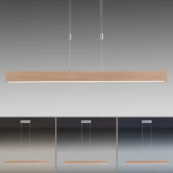 LED-Pendelleuchte, Holzdekor, höhenverstellbar, CCT-Farbmanagement, dimmbar
