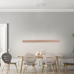 LED-Pendelleuchte, Holzdekor, höhenverstellbar, CCT-Farbmanagement, dimmbar