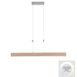 LED-Pendelleuchte, Holzdekor, höhenverstellbar, CCT-Farbmanagement, dimmbar