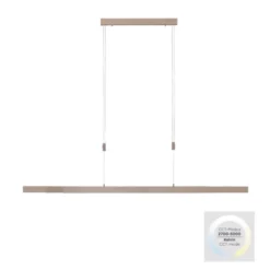 LED Pendelleuchte, Holzdekor-Optik, Lichtfarbensteuerung (CCT), ausziehbar