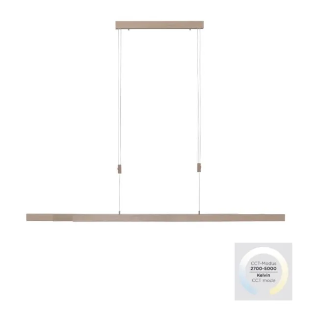 LED Pendelleuchte, Holzdekor-Optik, Lichtfarbensteuerung (CCT), ausziehbar