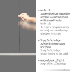 LED Pendelleuchte HOOP aluminium anthrazit höhenverstellbar dimmbar