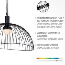 LED Pendelleuchte, inkl. Fernbedienung, dimmbar, modern, RGB Farbwechsel