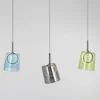 LED Pendelleuchte länglich 3 flammig mehrfarbig Metallfarbe Kaffee