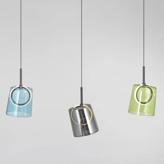 LED Pendelleuchte länglich 3 flammig mehrfarbig Metallfarbe Kaffee