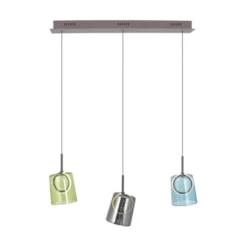 LED Pendelleuchte länglich 3 flammig mehrfarbig Metallfarbe Kaffee