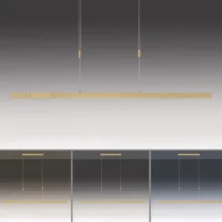 LED Pendelleuchte, messing matt, lineares, filigranes Design, Touchdimmer