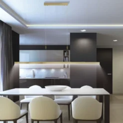LED Pendelleuchte, messing matt, lineares, filigranes Design, Touchdimmer