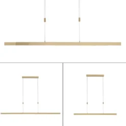 LED Pendelleuchte, messing matt, lineares, filigranes Design, Touchdimmer