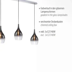 LED Pendelleuchte mit Farbverlauf anthrazit nach weiß 3 flammig Esszimmmer