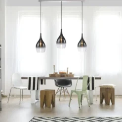 LED Pendelleuchte mit Farbverlauf anthrazit nach weiß 3 flammig Esszimmmer
