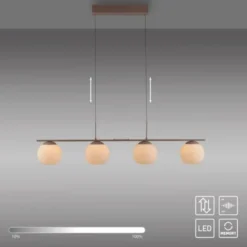 LED Pendelleuchte NAMI, sandfarben, 4-flammig, dimmbar, Opalglas