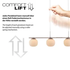 LED Pendelleuchte NAMI, sandfarben, 4-flammig, dimmbar, Opalglas