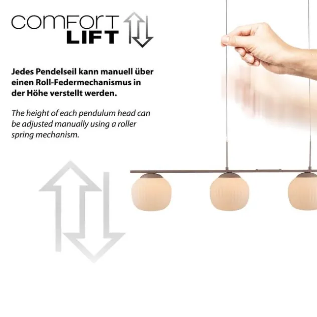 LED Pendelleuchte NAMI, sandfarben, 4-flammig, dimmbar, Opalglas