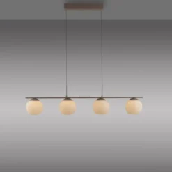 LED Pendelleuchte NAMI, sandfarben, 4-flammig, dimmbar, Opalglas