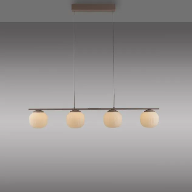 LED Pendelleuchte NAMI, sandfarben, 4-flammig, dimmbar, Opalglas