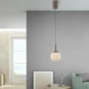 LED Pendelleuchte NAMI, sandfarben, Comfort-Lift, Memoryfunktion, Opalglas