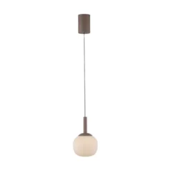 LED Pendelleuchte NAMI, sandfarben, Comfort-Lift, Memoryfunktion, Opalglas